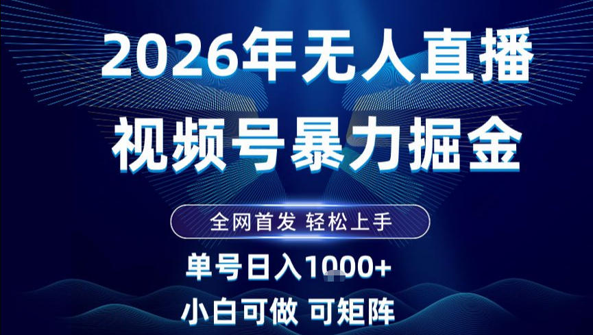 2026最新视频号无人直播掘金，全网首发，小白可以玩，长期稳定日入1k+【揭秘】-润格副业网-每天分享热门副业赚钱项目
