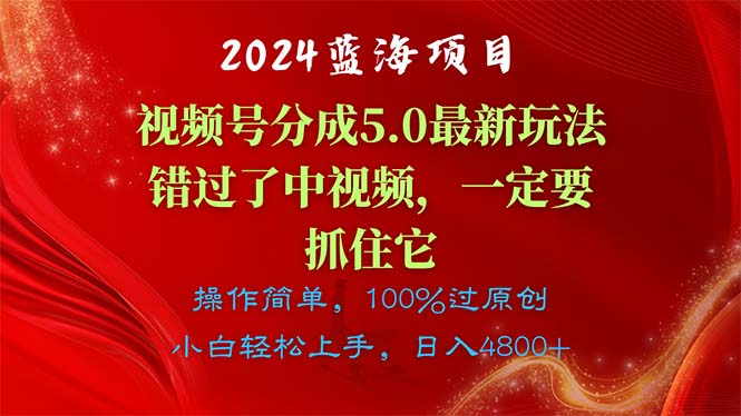 （11032期）2024蓝海项目，视频号分成计划5.0最新玩法，错过了中视频，一定要抓住…-润格副业网-每天分享热门副业赚钱项目