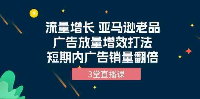 流量增长 亚马逊老品广告放量增效打法，短期内广告销量翻倍（3堂直播课）-润格副业网-每天分享热门副业赚钱项目