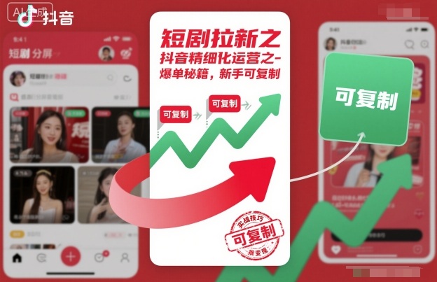 短剧拉新之抖音精细化运营之爆单秘籍，新手可复制-润格副业网-每天分享热门副业赚钱项目