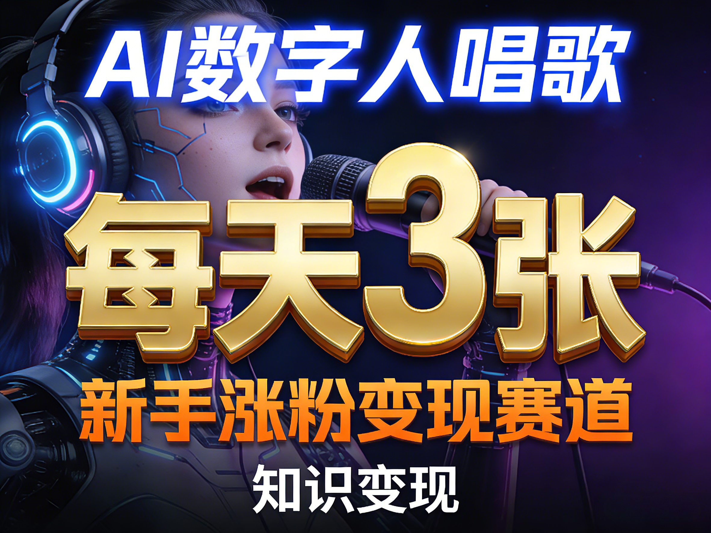 AI数字人唱歌，新手涨粉变现赛道，每天3张和知识付费，副业必备-润格副业网-每天分享热门副业赚钱项目
