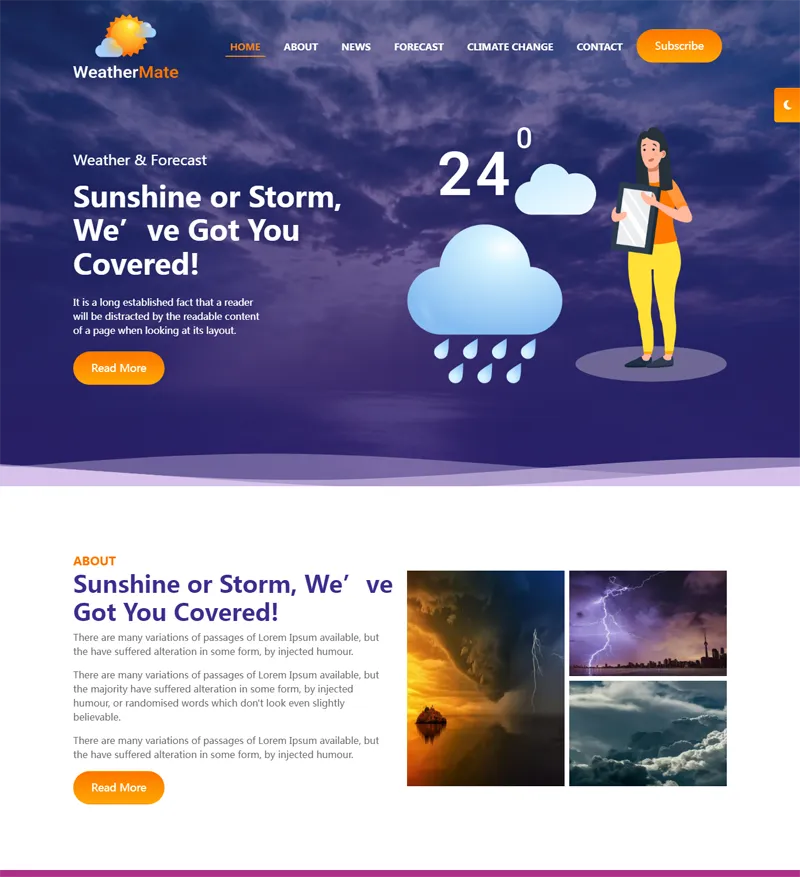 HTML响应式天气预报网站源码-润格副业网-每天分享热门副业赚钱项目