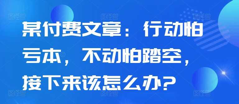 某付费文章:行动怕亏本,不动怕踏空,接下来该怎么办?-润格副业网-每天分享热门副业赚钱项目
