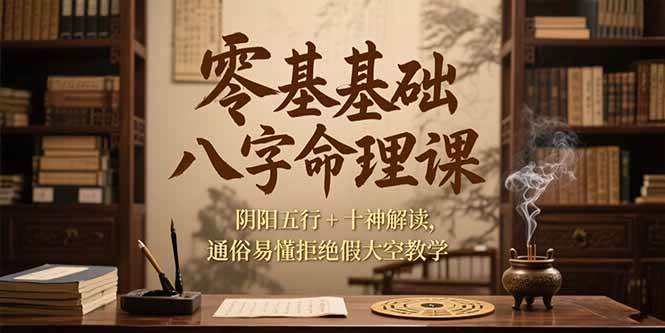 (15283期)零基础八字命理课,阴阳五行+十神解读,通俗易懂拒绝假大空教学-润格副业网-每天分享热门副业赚钱项目