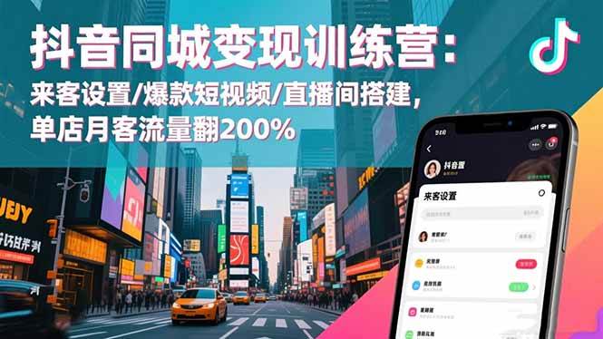 （16571期）抖音同城变现训练营：来客设置/爆款短视频/直播间搭建,单店月客流量翻200%-润格副业网-每天分享热门副业赚钱项目