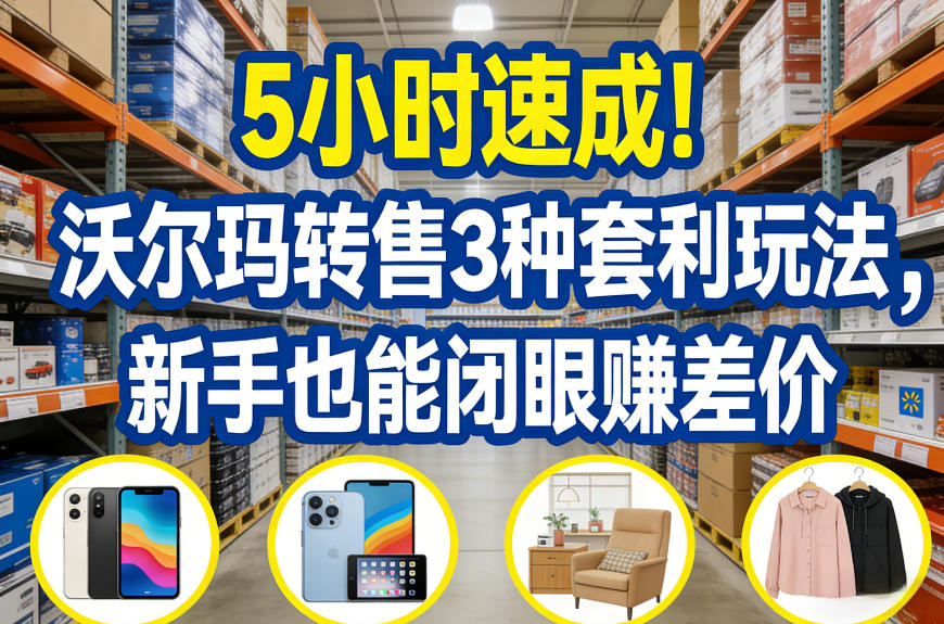 5小时速成！沃尔玛转售3种套利玩法，新手也能闭眼賺差价-润格副业网-每天分享热门副业赚钱项目