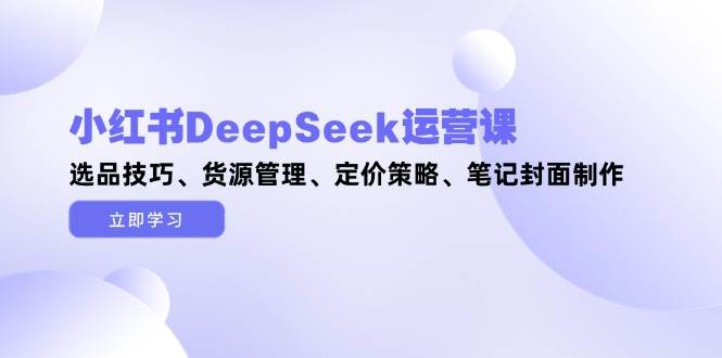 小红书DeepSeek运营课，选品技巧、货源管理、定价策略、笔记封面制作-润格副业网-每天分享热门副业赚钱项目