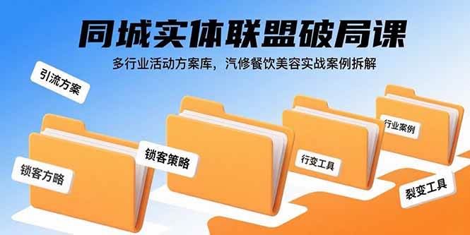 (15833期)同城实体联盟破局课,多行业活动方案库,汽修餐饮美容实战案例拆解-润格副业网-每天分享热门副业赚钱项目