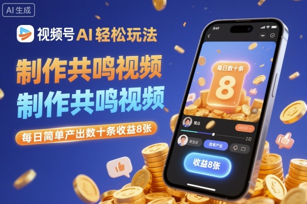 视频号AI轻松玩法,制作共鸣视频,每日简单产出数十条收益8张-润格副业网-每天分享热门副业赚钱项目
