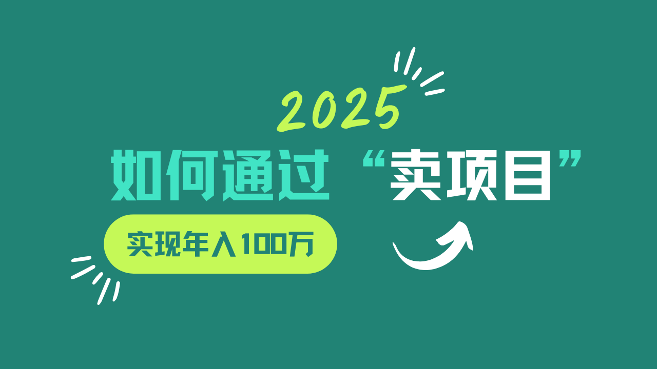 2025年如何通过“卖项目”实现年入100w-润格副业网-每天分享热门副业赚钱项目