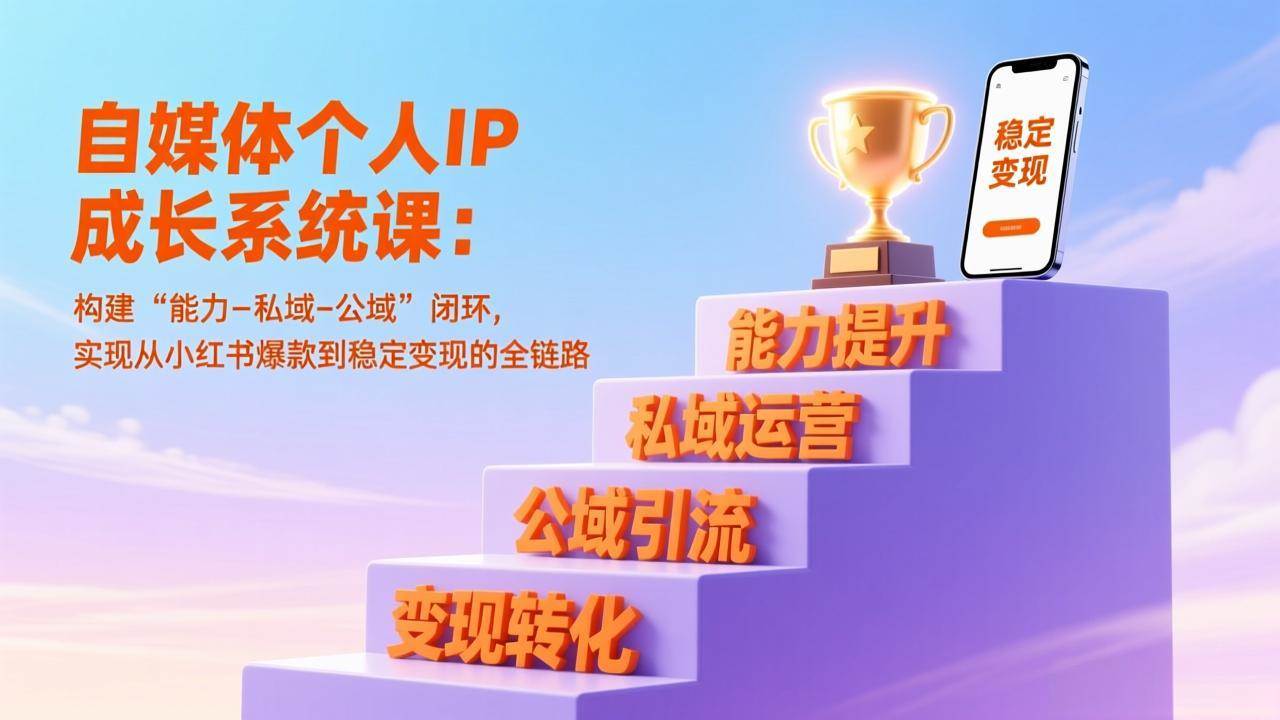 （17192期）自媒体个人IP成长系统课：构建“能力-私域-公域”闭环，实现从小红书爆款到稳定变现的全链路-润格副业网-每天分享热门副业赚钱项目