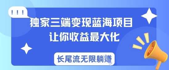独家三端变现蓝海项目，让你收益最大化，长尾流无限躺挣-润格副业网-每天分享热门副业赚钱项目