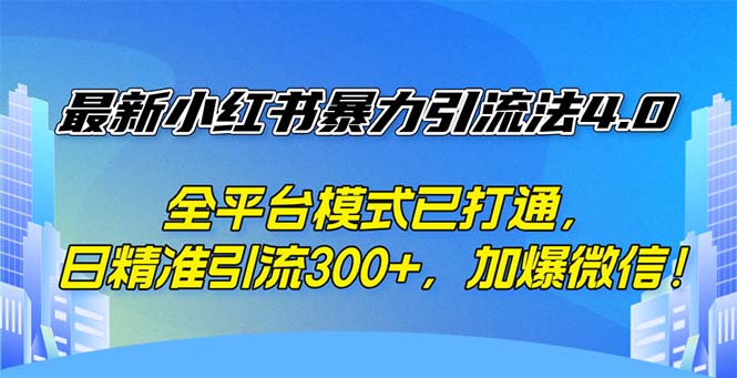（12505期）最新小红书暴力引流法4.0， 全平台模式已打通，日精准引流300+，加爆微…-润格副业网-每天分享热门副业赚钱项目