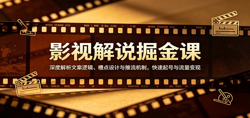 影视解说掘金课：深度解析文案逻辑、槽点设计与推流机制，快速起号与流量变现-润格副业网-每天分享热门副业赚钱项目