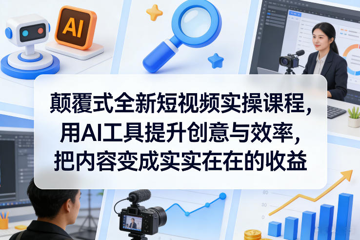 颠覆式全新短视频实操课程，用AI工具提升创意与效率，把内容变成实实在在的收益-润格副业网-每天分享热门副业赚钱项目