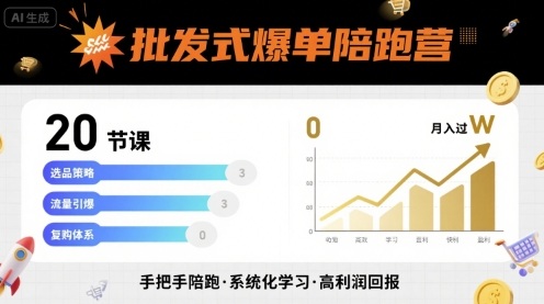 批发式爆单陪跑营，20节课带你实现批发式爆单，带你经松月入过W-润格副业网-每天分享热门副业赚钱项目