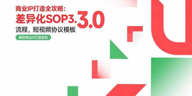 （15486期）商业IP打造全攻略：差异化SOP3.0流程，短视频协议模板，婚恋项目实战案例-润格副业网-每天分享热门副业赚钱项目