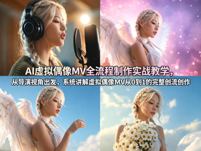 AI虚拟偶像MV全流程制作实战教学，从导演视角出发，系统讲解虚拟偶像MV从0到1的完整创作流程-润格副业网-每天分享热门副业赚钱项目