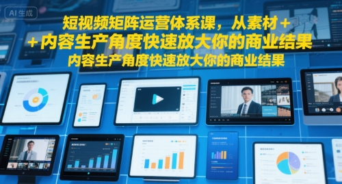 短视频矩阵运营体系课,从素材+内容生产角度快速放大你的商业结果-润格副业网-每天分享热门副业赚钱项目