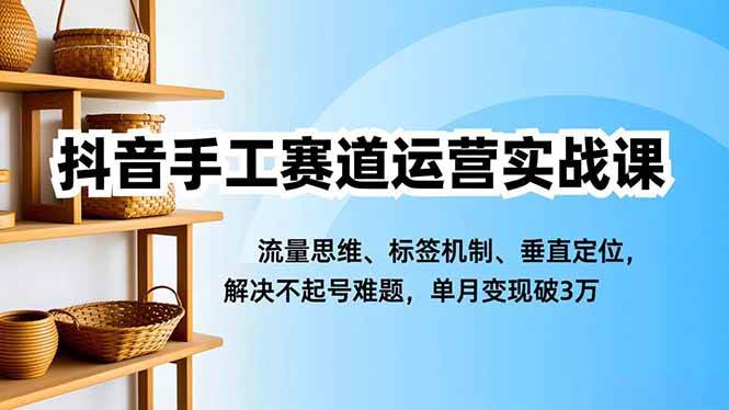 （16667期）抖音手工赛道运营实战课，流量思维、标签机制、垂直定位，解决不起号难题，单月变现破3万-润格副业网-每天分享热门副业赚钱项目