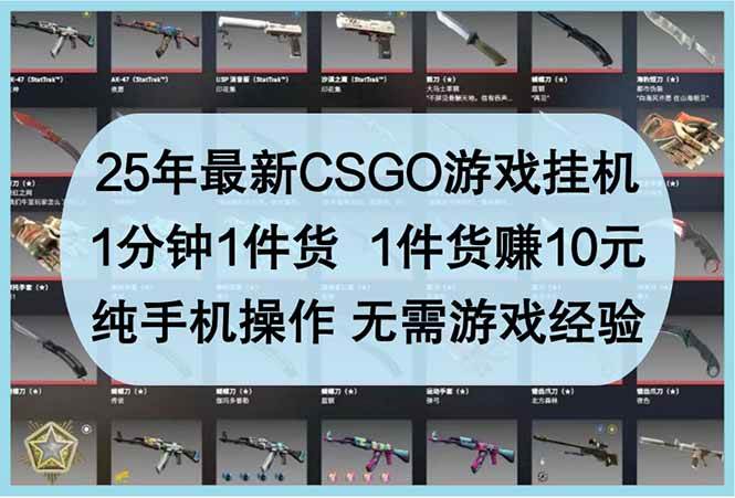 (14439期)25年最新CSGO游戏挂机,1分钟1件货,1件货赚10元 纯手机操作 无需游戏经验-润格副业网-每天分享热门副业赚钱项目