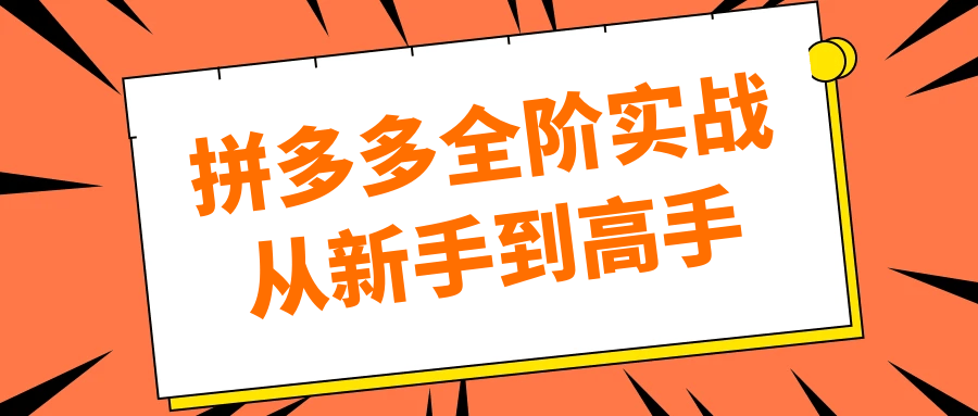 拼多多全阶实战从新手到高手-润格副业网-每天分享热门副业赚钱项目