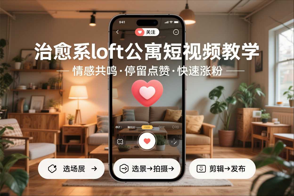 治愈系loft公寓短视频制作教学,情感共鸣引停留点赞关注,快速起号涨粉-润格副业网-每天分享热门副业赚钱项目