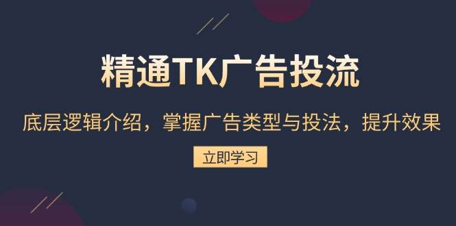 （13641期）精通TK广告投流：底层逻辑介绍，掌握广告类型与投法，提升效果-润格副业网-每天分享热门副业赚钱项目