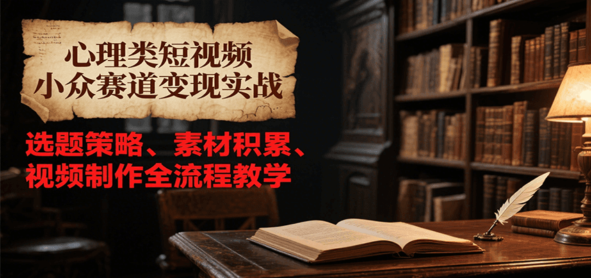 心理类短视频小众赛道变现实战，选题策略、素材积累、视频制作全流程教学-润格副业网-每天分享热门副业赚钱项目
