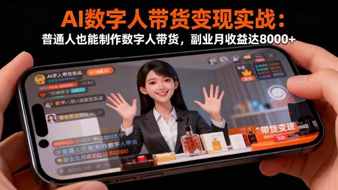 (16377期)AI数字人带货变现实战:普通人也能制作数字人带货,副业月收益达8000+-润格副业网-每天分享热门副业赚钱项目
