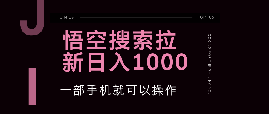 （12717期）悟空搜索类拉新 蓝海项目 一部手机就可以操作 教程非常详细-润格副业网-每天分享热门副业赚钱项目