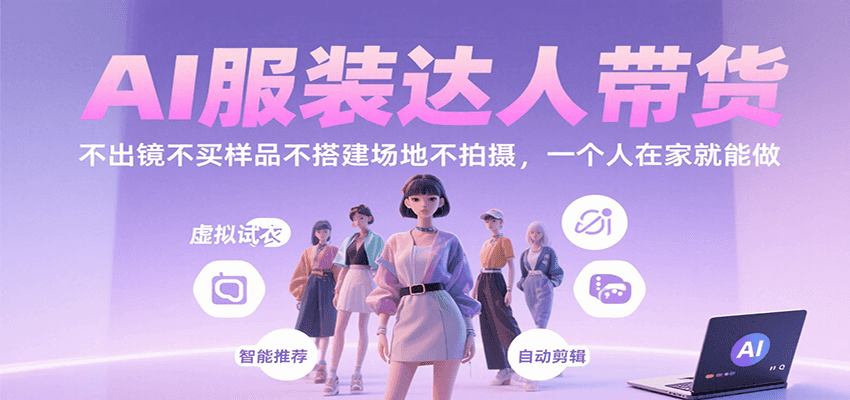 AI服装达人带货，不出镜不买样品不搭建场地不拍摄，一个人在家就能做-润格副业网-每天分享热门副业赚钱项目