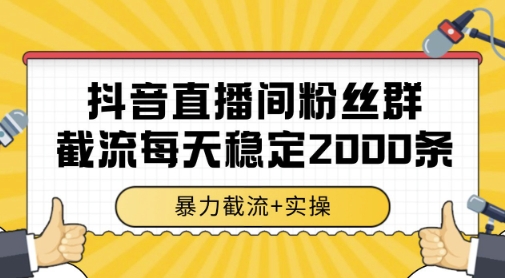 抖音直播间粉丝群暴力截流,一台电脑每天稳定2000条数据,暴力截流+实操 【揭秘】-润格副业网-每天分享热门副业赚钱项目