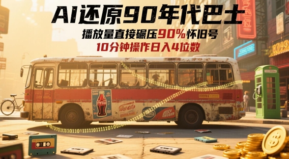 AI还原90年代巴士，一帧就让70后泪崩，播放量直接碾压90%怀旧号，每天操作十分钟，日入四位数-润格副业网-每天分享热门副业赚钱项目