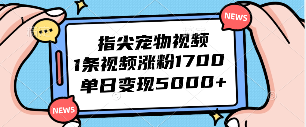 (12549期)指尖宠物视频,1条视频涨粉1700,单日变现5000+-润格副业网-每天分享热门副业赚钱项目