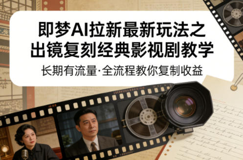 即梦AI拉新最新玩法之出镜复刻经典影视剧教学，长期有流量，全流程教你复制收益-润格副业网-每天分享热门副业赚钱项目