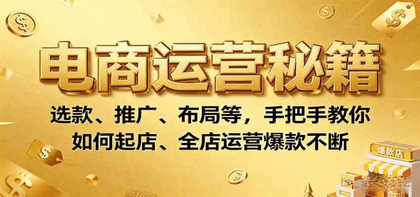 电商运营秘籍：选款、推广、布局等，手把手教你如何起店、全店运营爆款不断-润格副业网-每天分享热门副业赚钱项目