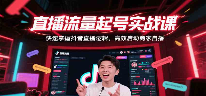 直播流量起号实战课，快速掌握抖音直播逻辑，高效启动商家自播-润格副业网-每天分享热门副业赚钱项目