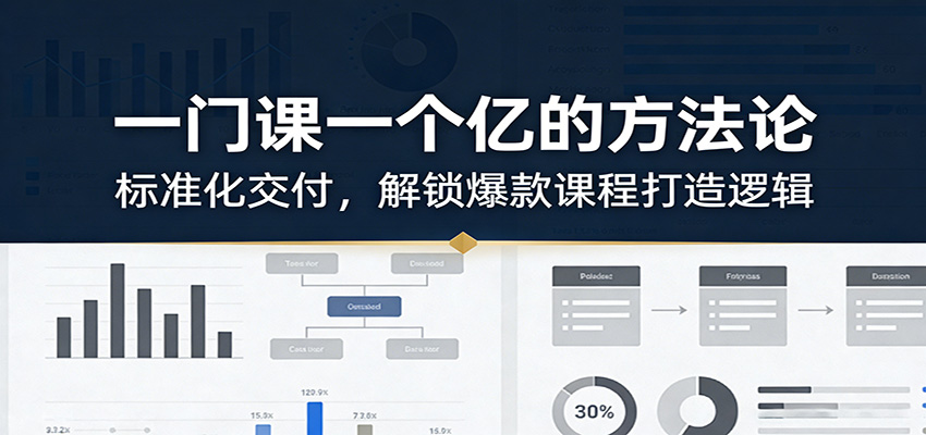 一门课一个亿的方法论：标准化交付，解锁爆款课程打造逻辑-润格副业网-每天分享热门副业赚钱项目