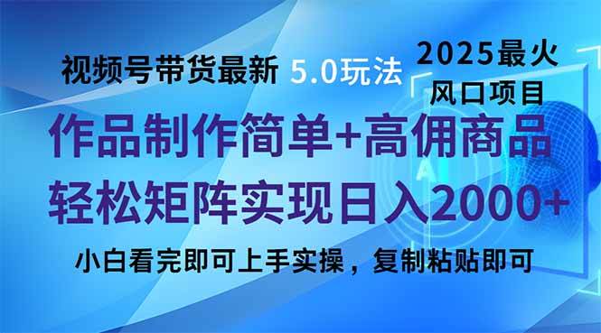 （14191期）视频号带货最新5.0玩法，作品制作简单，当天起号，复制粘贴，轻松矩阵…-润格副业网-每天分享热门副业赚钱项目
