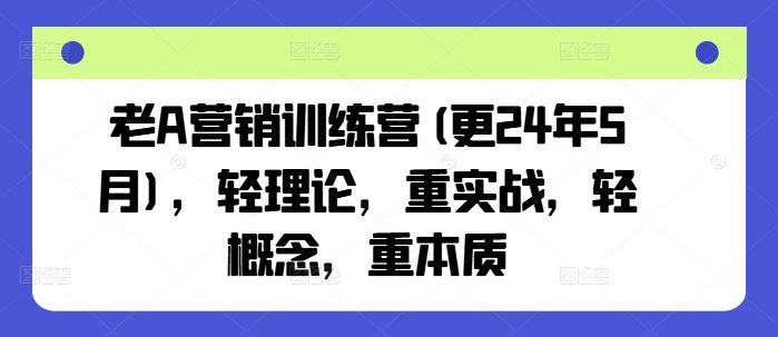 老A营销训练营(更24年9月),轻理论,重实战,轻概念,重本质-润格副业网-每天分享热门副业赚钱项目