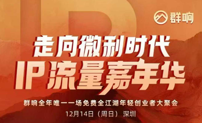 2025ip嘉年华万人12月14深圳线下课,走向微利时代,IP流量嘉年华,实操性极强的商业干货课-润格副业网-每天分享热门副业赚钱项目