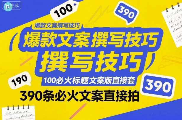 爆款文案撰写技巧，100个必火标题文案模版直接套，390条必火文案直接拍-润格副业网-每天分享热门副业赚钱项目