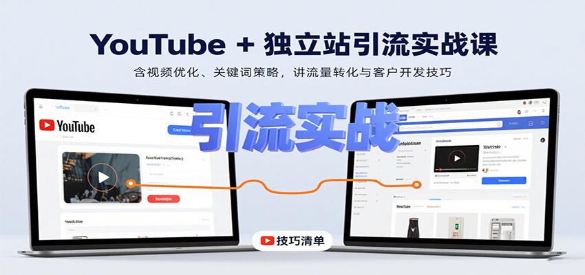 YouTube+独立站引流实战课：含视频优化、关键词策略，讲流量转化与客户开发技巧-润格副业网-每天分享热门副业赚钱项目