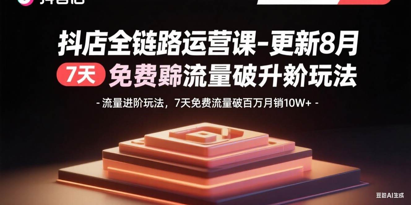 （15918期）抖店全链路运营课-更新8月：流量进阶玩法，7天免费流量破百万月销10W+-润格副业网-每天分享热门副业赚钱项目