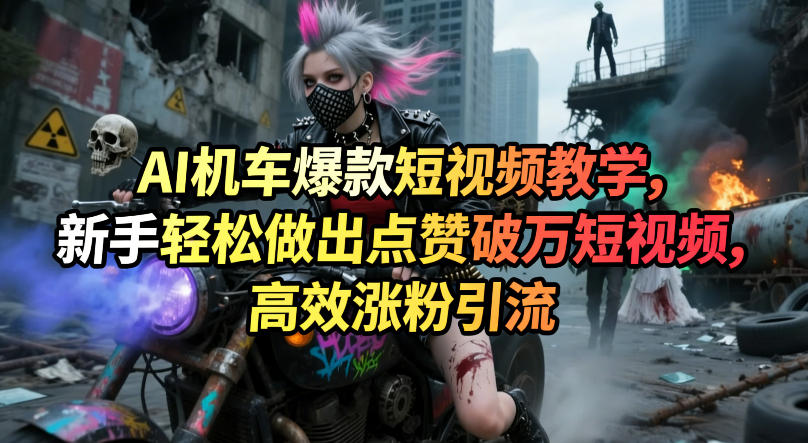 AI机车爆款短视频教学，新手轻松做出点赞破万短视频，高效涨粉引流-润格副业网-每天分享热门副业赚钱项目