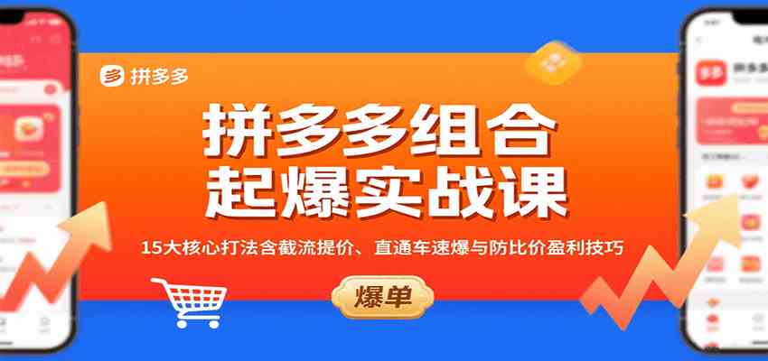 拼多多组合起爆实战课：15大核心打法含截流提价、直通车速爆与防比价盈利技巧-润格副业网-每天分享热门副业赚钱项目