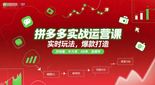 拼多多实战运营课，实时玩法，爆款打造，改销量，补大单，AB单，直播等（更新2025月）-润格副业网-每天分享热门副业赚钱项目