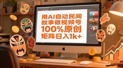 用AI自动民间故事做视频号,100%原创,矩阵日入1k+