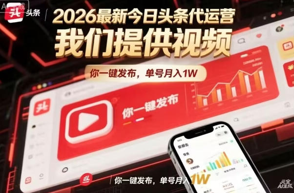 今日头条躺賺模式，你9我1，操作简单，一键发布，单机日入数百，长期合作【揭秘】-润格副业网-每天分享热门副业赚钱项目